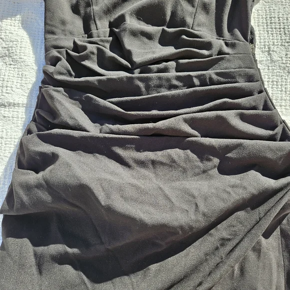 Bcbgmaxazria Dress Women's Black Size Medium Lace Back Ruched Waist BCBG - Picture 15 of 16